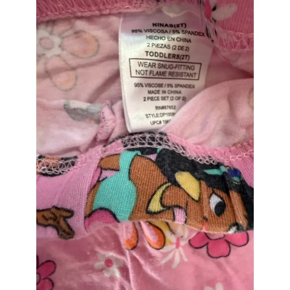 Disney Princess Toddler 2-Piece Pajama Set 2T Pink Floral Shorts & Top